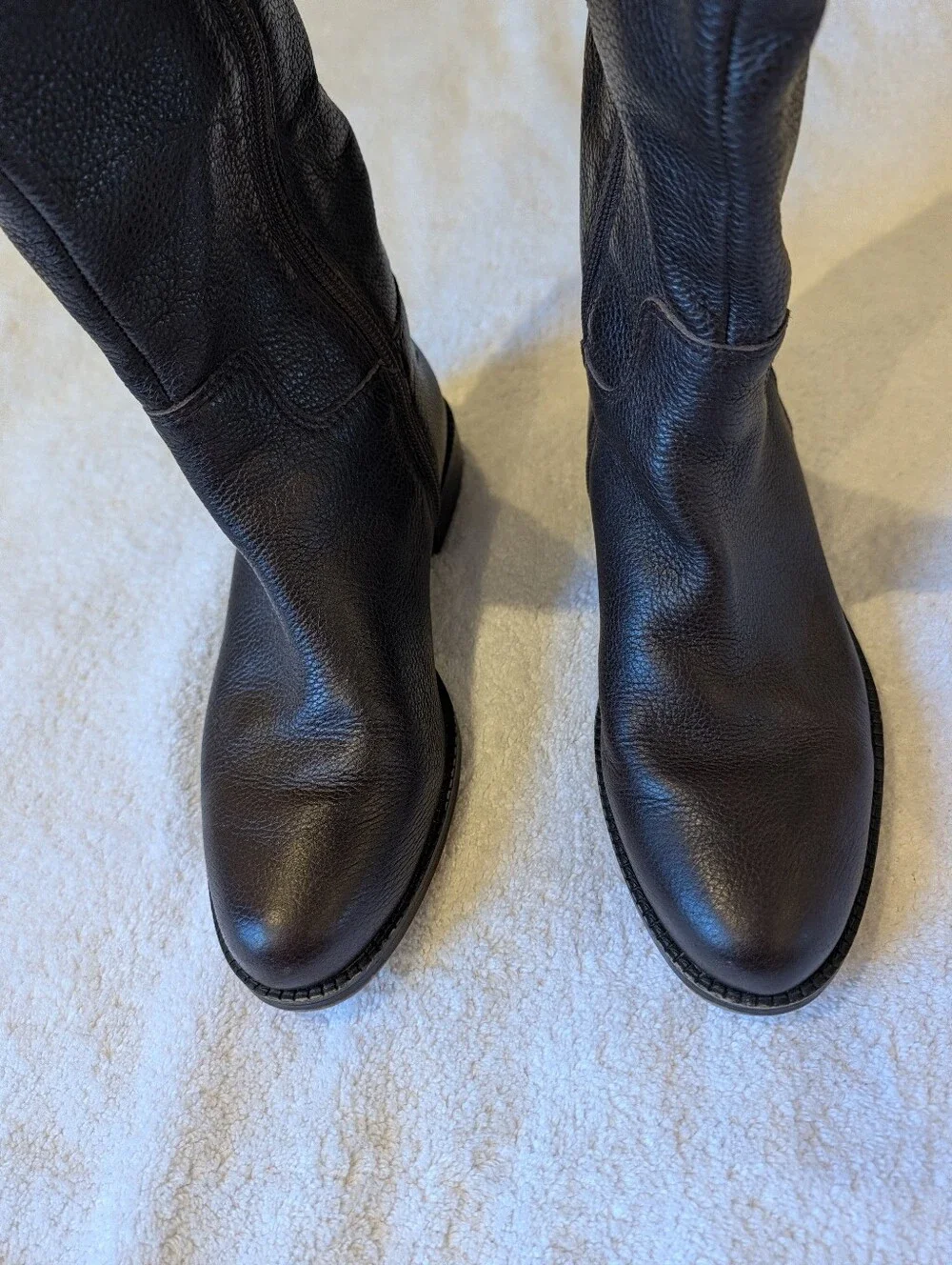 Franco Sarto Brown Pebble Leather Knee High Riding Boots Buckle 6.5M